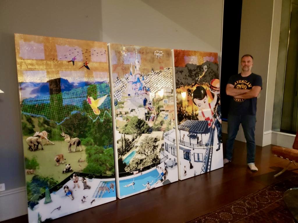 Standing next to my triptych “Canyon of Earthly Delights” (“Bliss,” “Hubris,” “Judgment”)

6’ x 9’ x 2.75”

Liquid acrylic, sumi ink, 24K gold leaf, 99.9% pure silver leaf, cotton rag mat, newspaper, manga, handmade paper and resin

#art #arte #artist #kunst #fineart #artoftheday