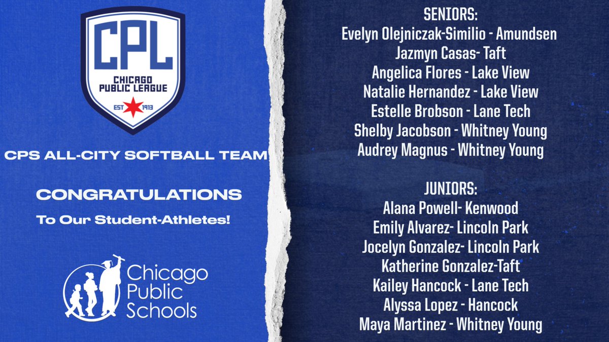CPLAthletics's tweet photo. CONGRATULATIONS to our CPS All-City Softball Team! What an incredible year for our student-athletes in softball! Go @ChiPubSchools ! https://t.co/2TCoXcDvB8