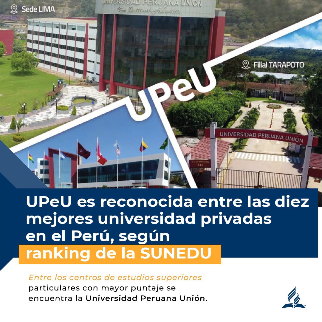 La Sunedu presentó el "Ranking de Excelencia 2021", en el cual la UPeU se ubica dentro de las 10 mejores universidades privadas del país. 🇵🇪  #UPeUTop10 <a href="/SuneduPeru/">Sunedu</a>   ¡Felicitaciones! querida <a href="/UPeUOficial/">Universidad Peruana Unión</a>