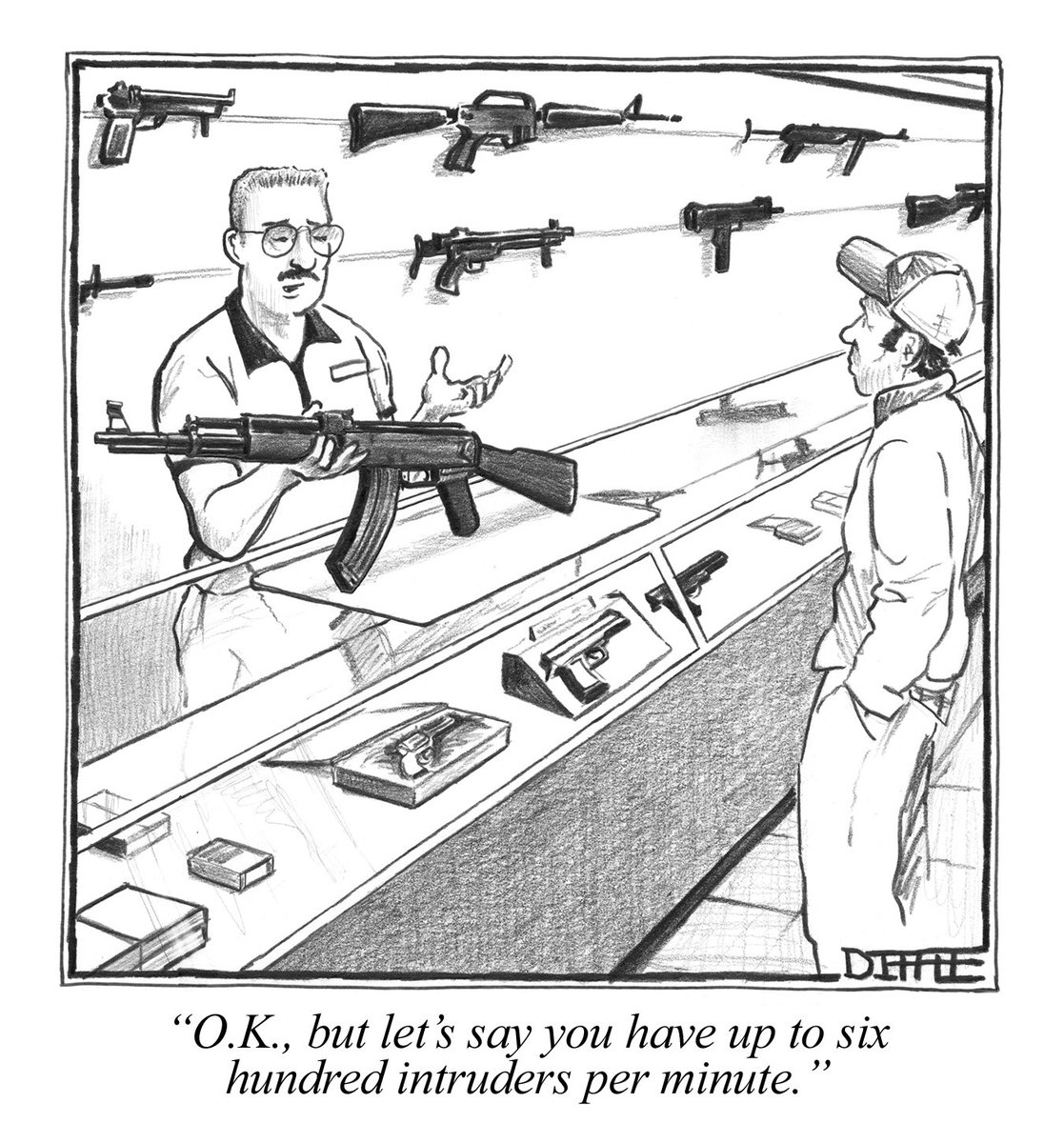 Cartoon I did years ago. Sadly relevant all too often. As a Texan who’s lived most of my adult life in NYC and LA my views are nuanced. I wish both sides would respectfully listen to each other. Until that happens nothing changes.