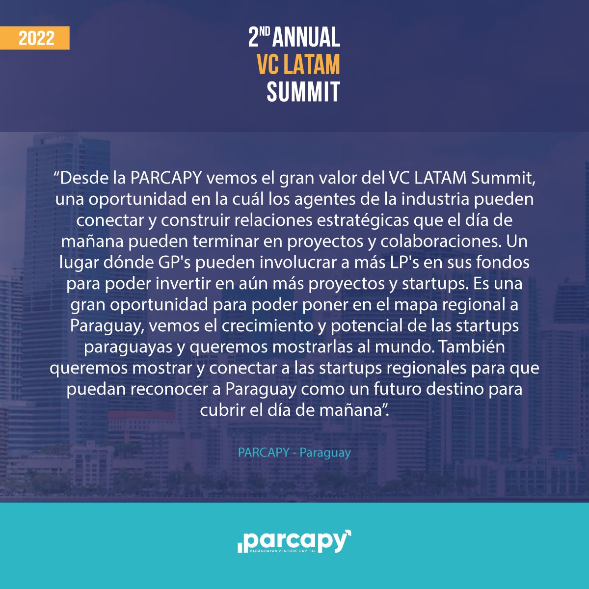 VCLatamSummit's tweet photo. #VCLatamSummit2022

El VC LATAM Summit es una oportunidad en la cuál los agentes de la industria pueden conectar y construir relaciones estratégicas que el día de mañana pueden terminar en proyectos y colaboraciones. Lee el quote que @PARCAPY_  hizo para el VC LATAM SUMMIT. https://t.co/xWuMFjWYot