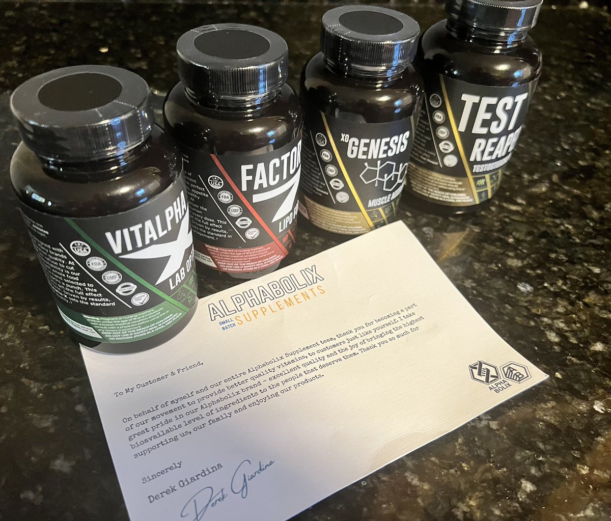 deadsilence954's tweet photo. Special Delivery!!! My supplements arrived! @AlphaBolix products arrived fresh and sealed. Nice touch with the thank you card! Love it! Great stack pack for all my essential daily needs. Thank you @Cryptobolix!
 #letsgrow #workout #blx #bolix #stackpack #cloud9nft #Rambow https://t.co/r4tvHAJqcZ