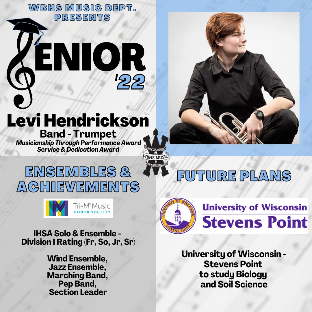 We're so proud of our 2022 Music Department Seniors! 💙🎶 Congratulations, Levi!! 🎓🎉