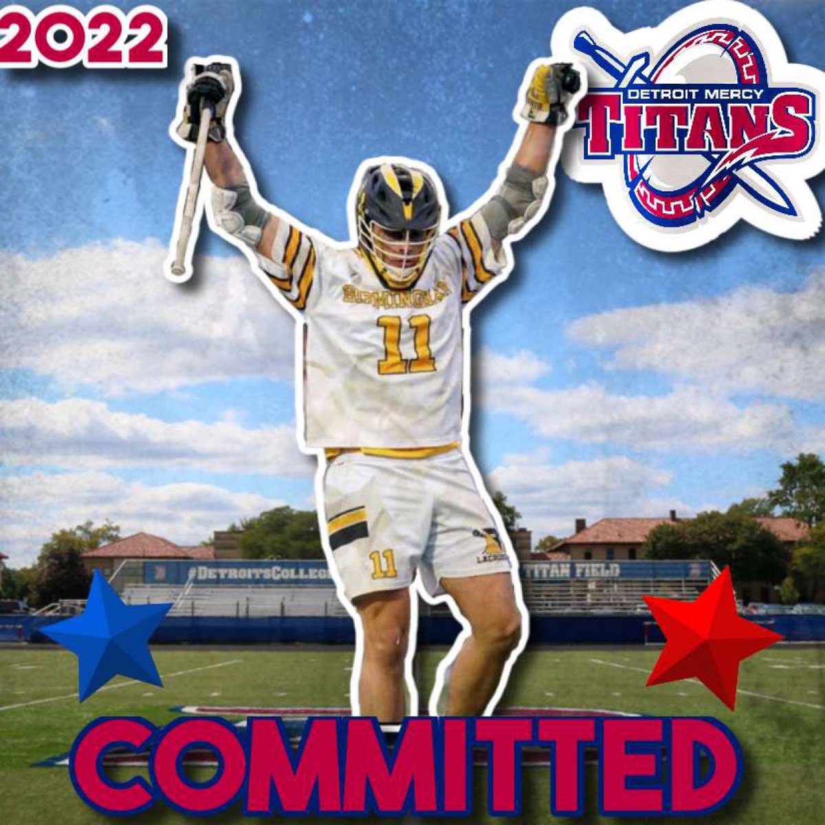 I’m excited to announce that I will be continuing my career by playing Division 1 lacrosse at the University of Detroit Mercy. I’d like to thank my family, friends, and coaches for all the support. Go Titans 🔴🔵⚔️