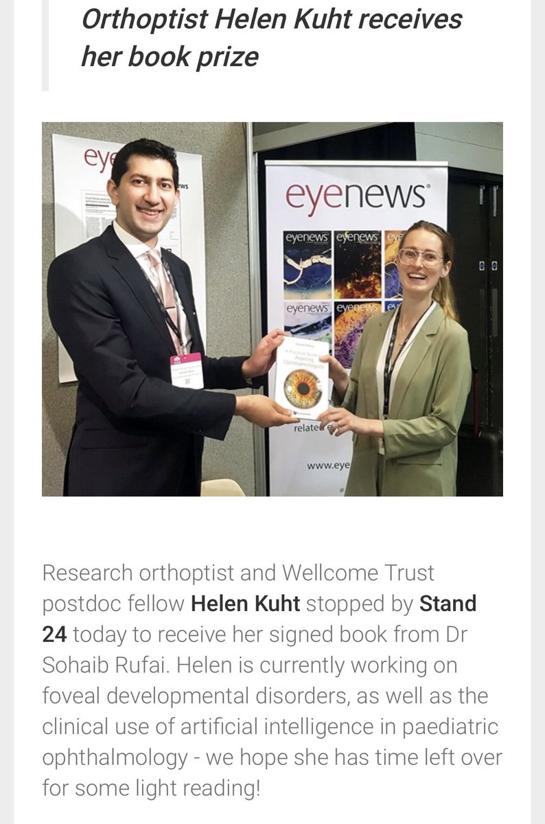 I’m so happy to share that my colleague <a href="/KuhtHelen/">Helen Bauckham (Kuht)</a> won the <a href="/EyeNewsMag/">Eye News</a> photo competition, AND we were also awarded joint-1st prize 🥇🥇 for best paediatric rapid fire presentations at #RCOphth2022! Proud to represent <a href="/LeicResearch/">Research at Leicester's Hospitals</a> @UoL_NPB <a href="/uniofleicester/">University of Leicester</a> <a href="/Leic_hospital/">Leicester's Hospitals</a>