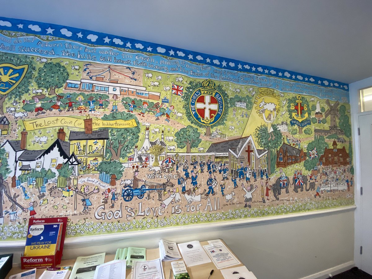 <a href="/GBMins/">GB Ministries</a> <a href="/UnitedReformed/">UnitedReformedChurch</a> tonight I’m at Upton-By-Chester URC. They’ve got a fantastic #GirlsBrigade mural on the wall. #mural