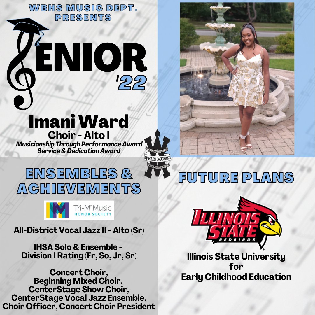 We're so proud of our 2022 Music Department Seniors! 💙🎶 Congratulations, Imani!! 🎓🎉