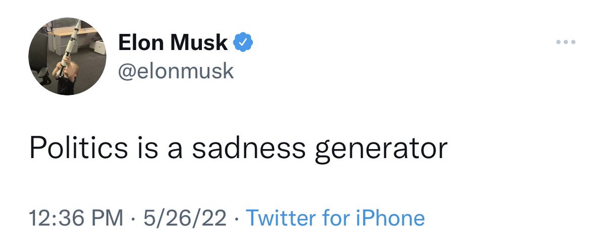 windmillchemo's tweet photo. 9 hours ago: “Maybe gun control would help.”
8 hours later: “Politics makes me sad.”
Y’all, @elonmusk doesn’t like the sound of boos from his besties 🤣🤣🤣 #InsecureAF https://t.co/cD14mMiReY