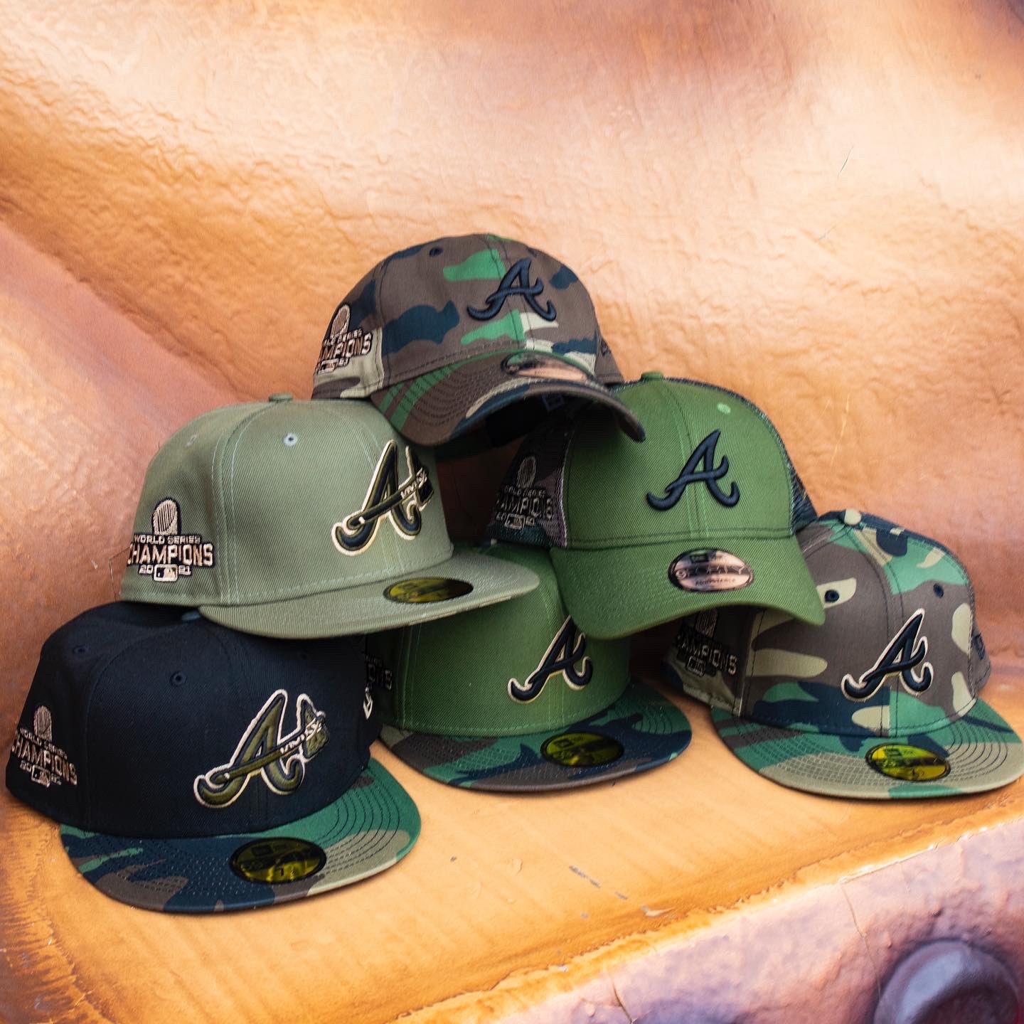 Braves Retail on X: Braves Clubhouse Store Exclusive 🚨 World Series  Champions Camo Collection! Various camo caps available in adjustable  9Twenty and 9Forty, Snapback 9Fifty and Fitted 59Fifty styles.   / X