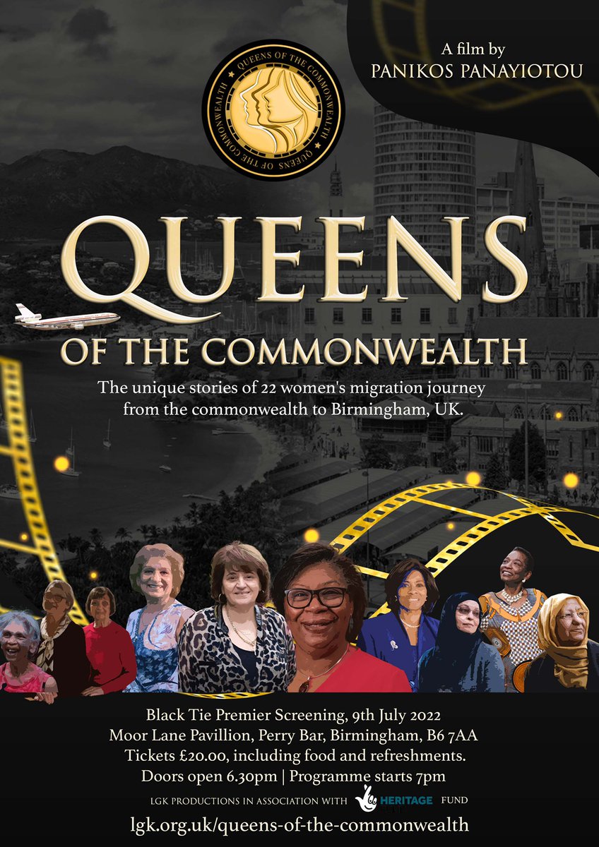 The ‘Queens Of The Commonwealth’ documentary celebrates the migration journey of twenty-two inspirational women from around the world to Birmingham. 

🎬 Premiere screening Saturday 9th July 2022 at 7pm.

🎟 Tickets: lgk.org.uk/queens-of-the-… 

#Birmingham2022 <a href="/birminghamcg22/">Birmingham 2022</a>