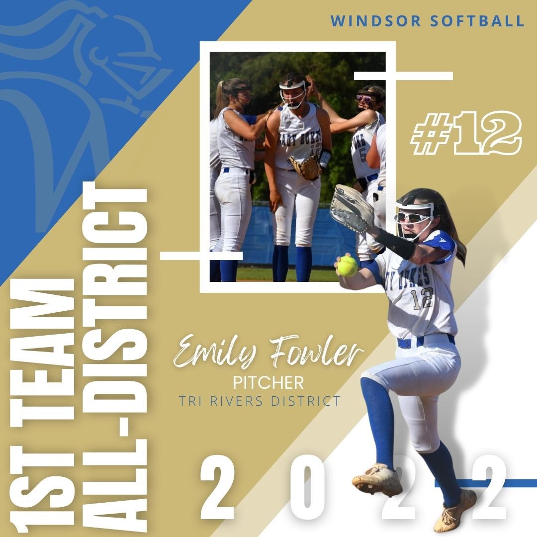 dukes_softball's tweet photo. Introducing 1st Team All-District Pitcher, Emily Fowler #12. Congratulations! #royalblue #goldstandard #districtchamps ⚔️ https://t.co/qhZNmD8J1R