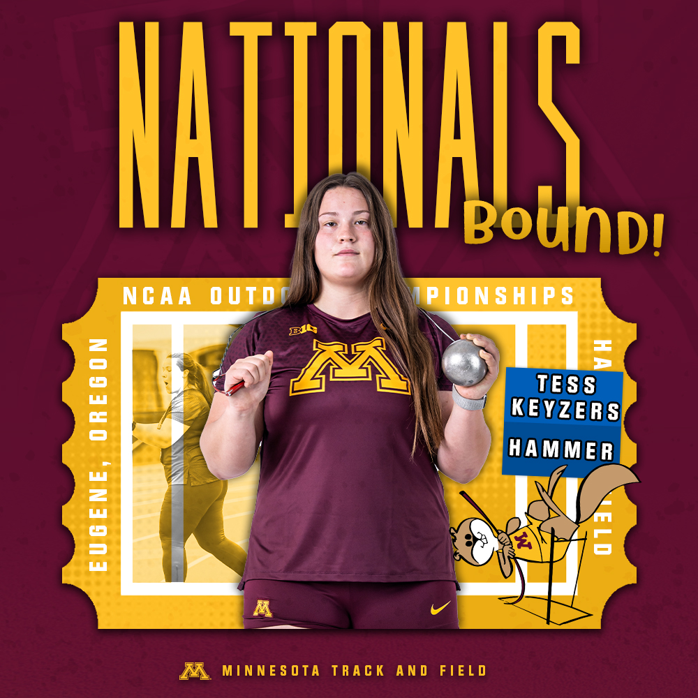 TESS KEYZERS IS GOING TO NATIONALS! 

She's now a two-time qualifier in the hammer throw with an 11th-place finish with a season-best mark of 64.92m (213-0)! #ncaaTF
