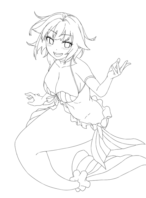 #皆さん線画と塗った後を見せてください 