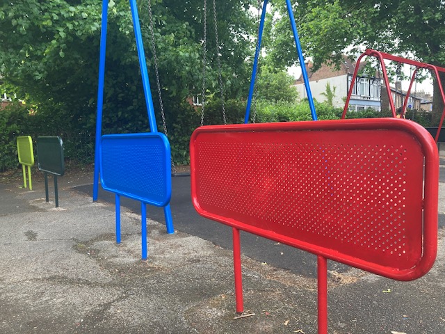 It's fantastic to see the painting under way in the children's playground in Haydons Road Recreation Ground. The Friends and its associated group BARA have been asking for the equipment to be painted for several years now and it looks much cleaner and brighter for it.