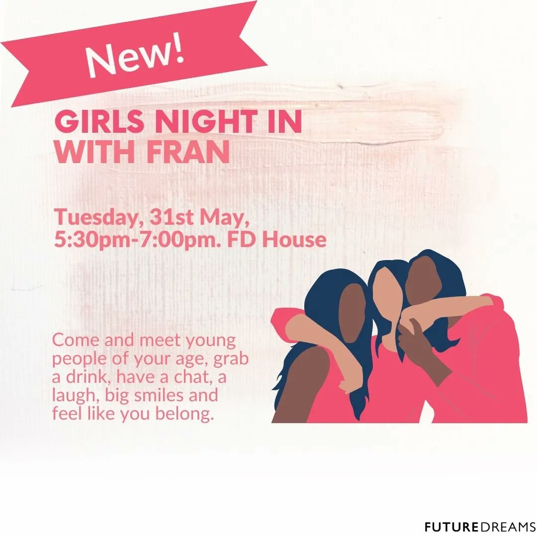 Meet young people of your age, grab a drink, have a chat, a laugh, big smiles and feel like you belong - join Fran for her Girls Night In at Future Dreams House 💕 Find out more: buff.ly/3MOoicH #BreastCancer #BreastCancerSupport #Cancer #CancerCommunity #GirlsNight