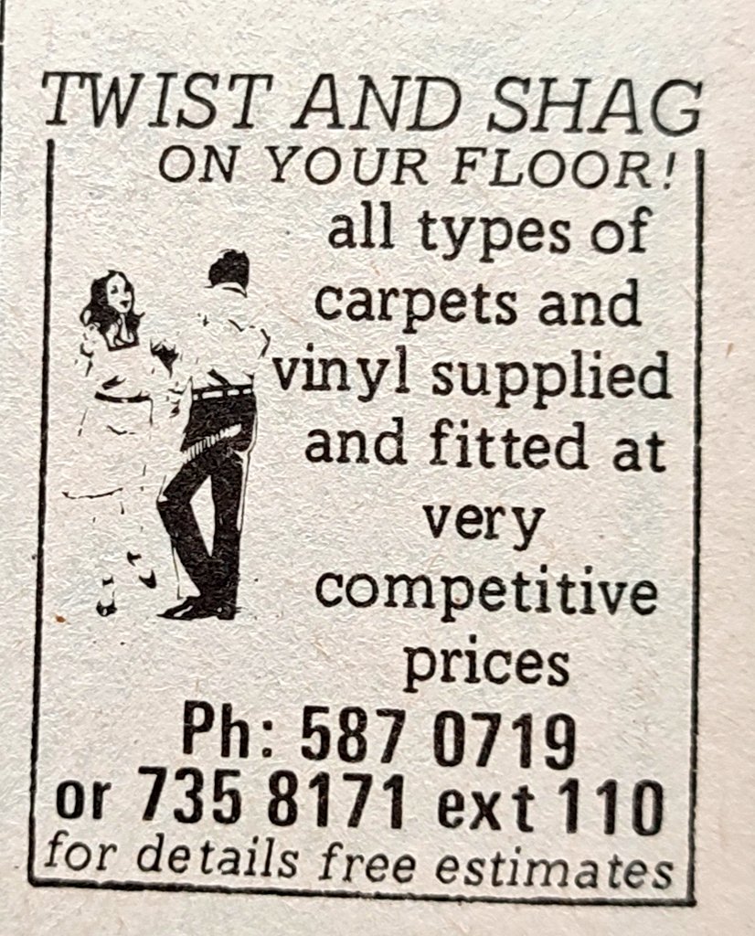 Twist and Shag carpet fitting. London 1983 as #oldadverts #londonhistory