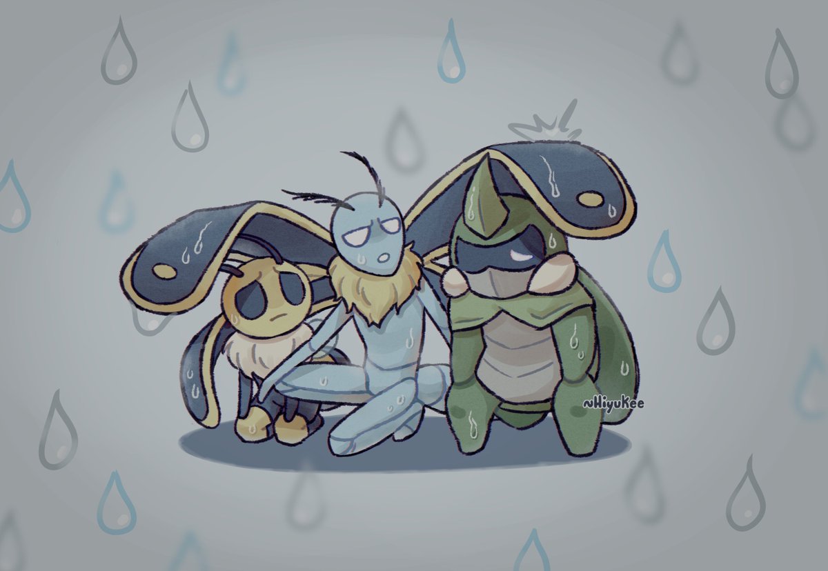 pokemon (creature) water drop no humans rain closed mouth sitting wet  illustration images