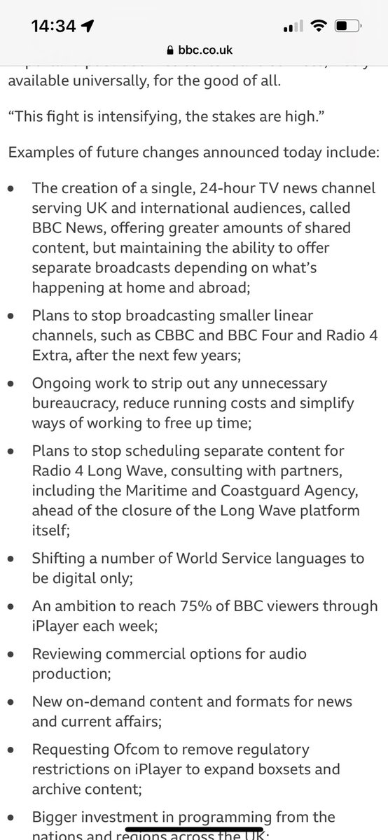 BBC announces closure of linear channels CBBC, BBC Four and Radio 4 Extra.

Merging BBC World News and BBC News Channel bbc.co.uk/mediacentre/20…