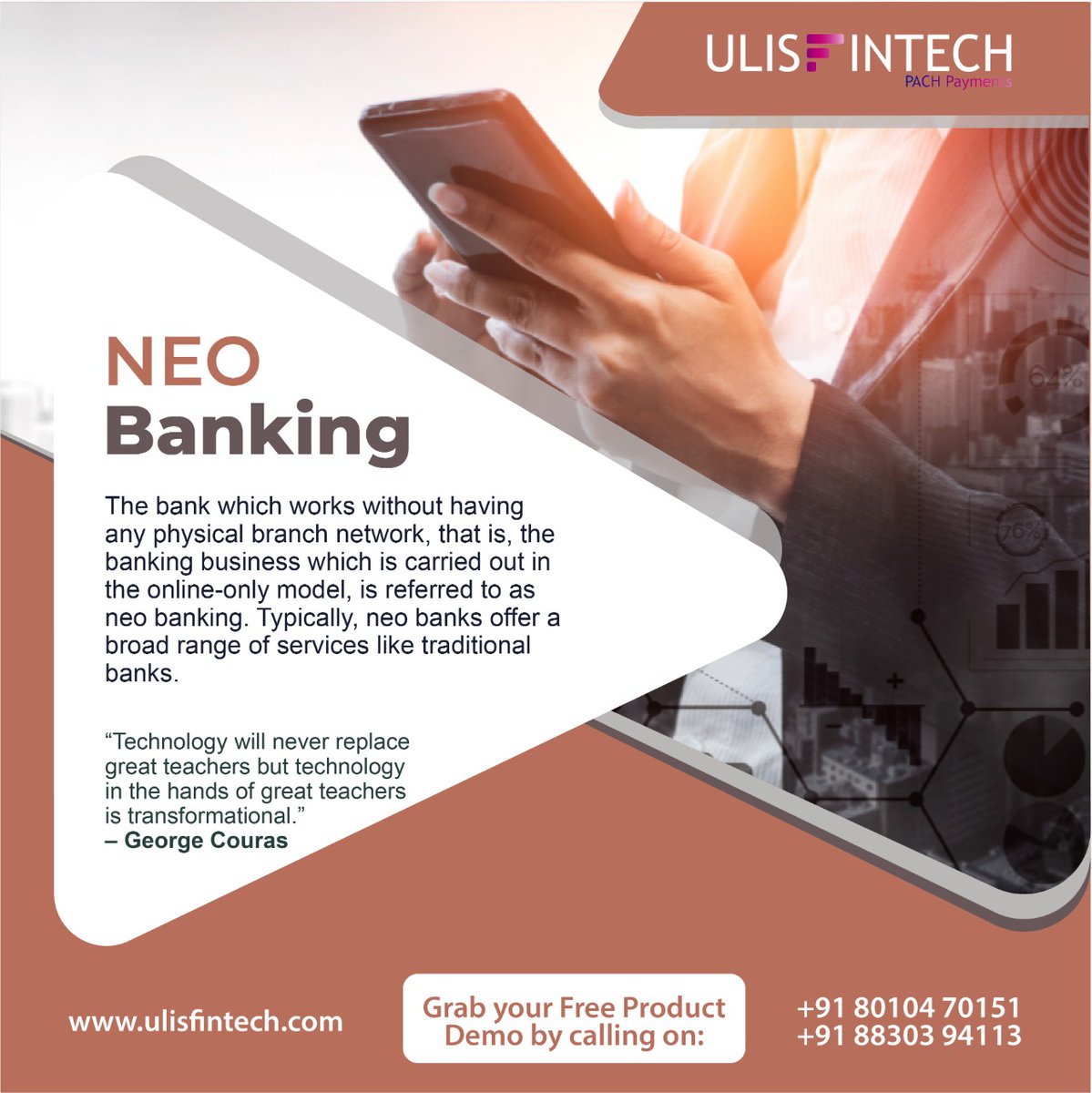 ulisfintech's tweet image. We can get you the best Neo banking software developed in the market with the most competitive price.  Get the best banking software solution with ULIS FINTECH.
 #PaymentGatewayDevelopment  #eWalletDevelopment  #NeoBankingDevelopment  #FinTech #financialmodule #ulisfintech