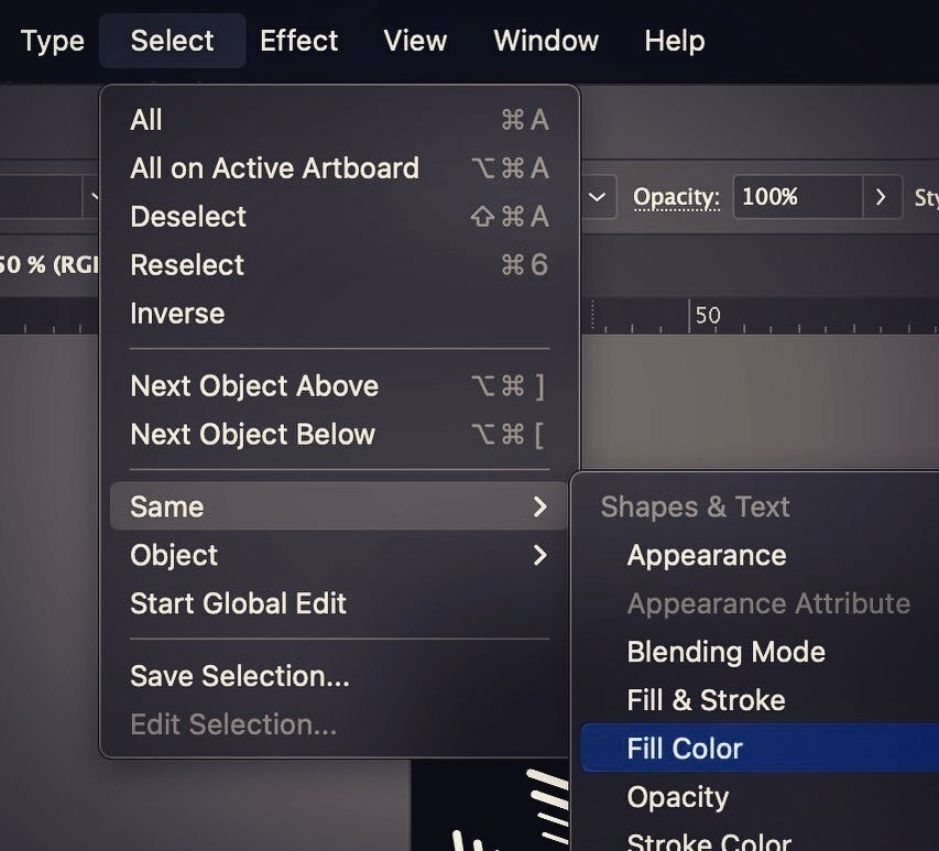 encarded's tweet photo. Decades of digital design under my belt and TIL that you can automatically select all elements that share a common trait. Sigh. How many extra clicks have I subjected myself to for all these years… 

#playingcards #design #illustrator #learningeveryday https://t.co/v9U0Q795xt https://t.co/cxCNUvdINF
