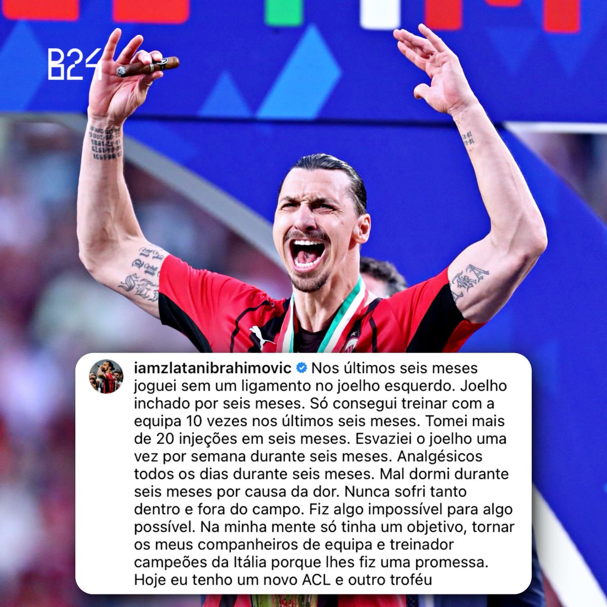 Ibrahimovic fala sobre os sacrifícios que passou para ajudar o Milan a reconquistar o título 💪