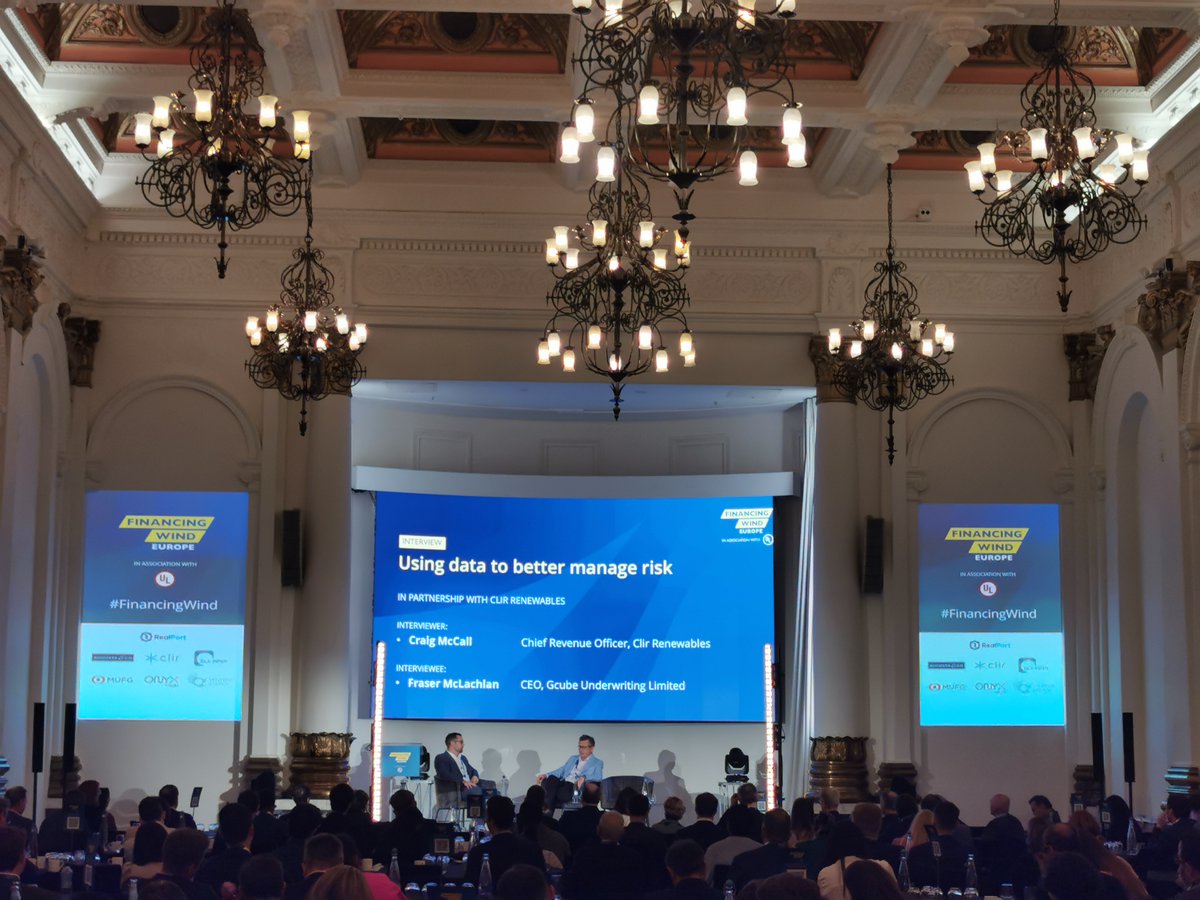 Clirrenewables's tweet photo. “Those who hold the data will win the war.”
Clir CRO, Craig McCall sat down with GCube Insurance CEO to discuss how data will help move the renewable energy insurance industry forward. #FinancingWind https://t.co/XVzkc3Eafg