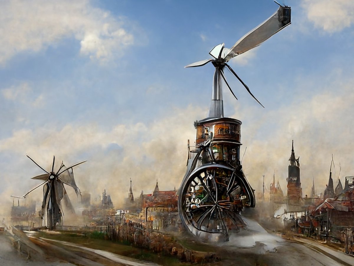 #Artwork 🎨 Awesome of the Day ⭐
➡️ #Steampunk ⚙️ Windmill #Airship #Illustration via @AIWallPapers #SamaArt
➡️ View More #SamaCollection 👉 https://t.co/Kugls40kPu
