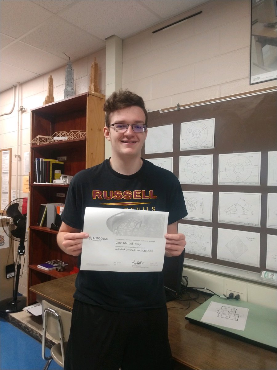 AtcRussell's tweet image. RATC Spotlight:Garin Fraley is Certified &amp;amp; Post-Secondary/Life Ready as a Sophomore in Computer-Aided Drafting &amp;amp; 3-D Design! He also has completed 2 Dual Credit Courses - one in CAD &amp;amp; one in Computer Science!  Way to go, Garin, Mr Parsons &amp;amp; Mrs Phipps!@Russell_Updates @CTEWorks