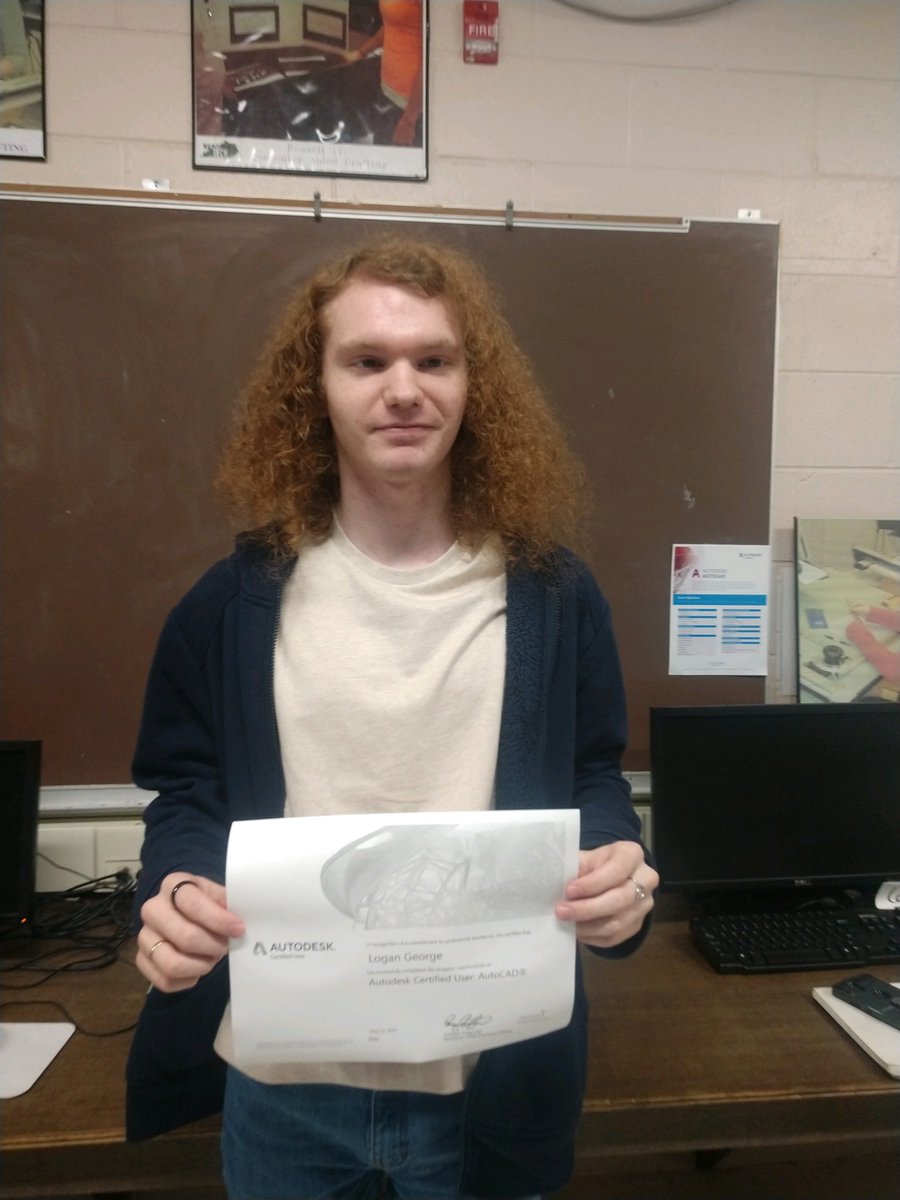 AtcRussell's tweet image. RATC Spotlight: Logan George is certified as a Junior in Computer-Aided Drafting &amp;amp; 3-D Design!  He is Post-Secondary/Life Ready already!  Way to go, Logan &amp;amp; Mr Parsons!!! @Russell_Updates @CTEWorks