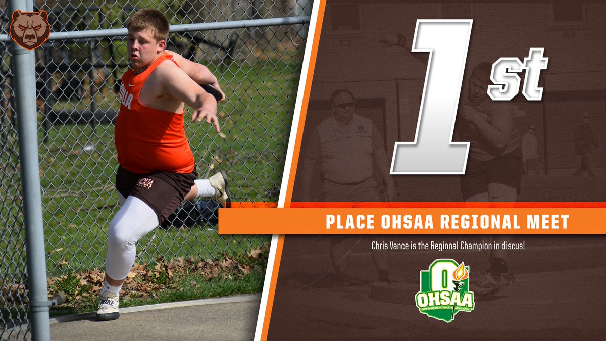 🚨STATE BOUND🚨
Congratulations to junior Chris Vance who took 1st place at the OHSAA Regional Meet in discus with a throw of 162-08!

Chris will head back to Findlay this Friday to compete in the shot put! #GoBruins 🐻🥇