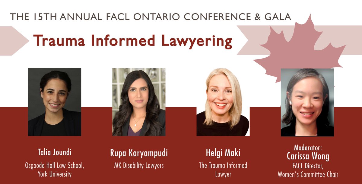faclOntario's tweet image. FACL's 15th annual conference Day 1 is tomorrow! 
Check out our panel on Trauma-Informed Lawyering and much more. Looking forward to seeing you at the conference!

#faclon22