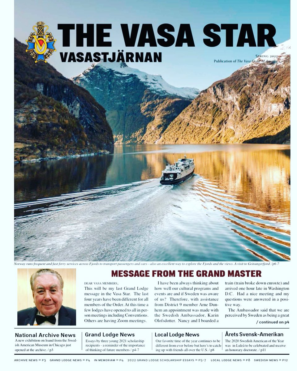 VasaOrderGL's tweet photo. Have YOU Recieved the latest Spring 2022 edition of The Vasa Star? If not, here is the web link for the digital version on our website! Just click here -> https://t.co/xU8pqcPtxh

#Vasa #VasaStar #VasaOrderOfAmerica https://t.co/YvcLQuoYhX