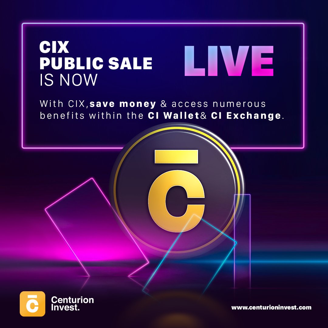 CIX Token public sale is now live!
Get CIX now: t.ly/FbAE
#cryptocurrency #crypto #cryptocurrencies #cryptotrading #cryptonews #cryptomining #cryptoworld #cryptolife #cryptotrader #cryptoinvestor #cryptocurrencynews #cryptomemes #cryptomarket #cryptos #cryptotrade