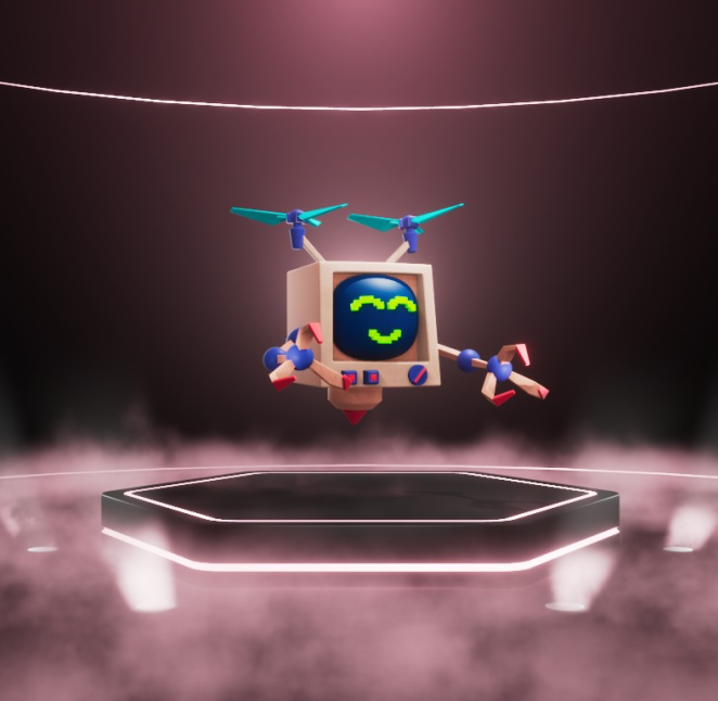 killjoys_eth's tweet photo. @Pixelmon My favorite redesign so far is Qwerty, Qwerty has become even cuter and is no longer a pixel but watching us with pixel eyes on a led screen :) his ultra-cool propellers are now ready to go to moon. 🚀 https://t.co/eQqZuLBC6n