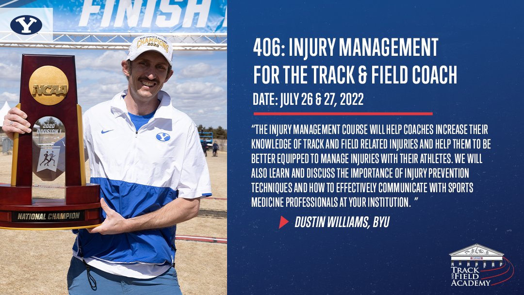 "Injury management course will help coaches increase knowledge of T&amp;F related injuries &amp; help them be better equipped to manage injuries w/ athletes."

Dustin Williams (<a href="/atrainer911/">Dustin Williams</a>) of <a href="/BYUTFXC/">BYU Track & Field/Cross Country</a> ready to instruct TFA 406: Injury Management For T&amp;F Coach!

web2.ustfccca.org/tfa/