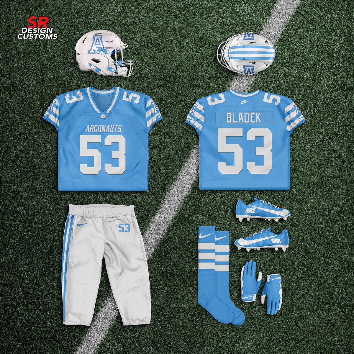 #CFL Nike concept uniforms 3 of 9 - <a href="/TorontoArgos/">Toronto Argonauts</a> 

Inspired from different generations of the double blue. The home and away keep the current feel while a throw back to the 70s with the baby blue/white colour way. 

Up Next: <a href="/MTLAlouettes/">Alouettes de Montréal</a> 

#IsItJuneYet | <a href="/CFL/">CFL</a> | #Argos