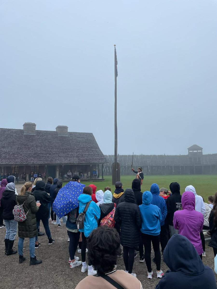 Our eighth graders are learning at historic Fort Michilimackinac this morning.