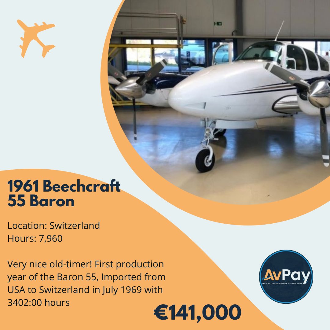 View listing at avpay.aero/company/aerome… 

#beechbaron #beechcraft #aircraft #aircraftlovers #airplane #airplanelovers #avpay #aircrafts #aviation #aircraftsales