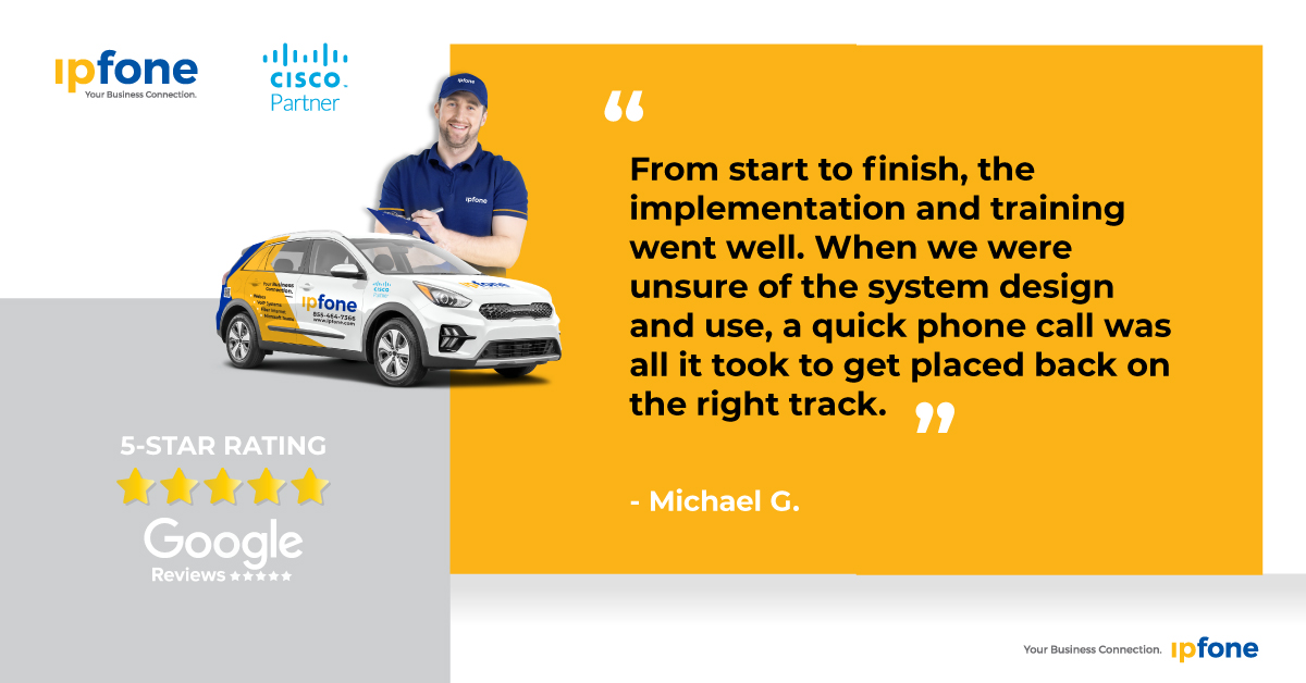 Hear what our customers have to say about IPFone's onsite installation and personalized training.  Click here to learn more: ow.ly/tpXS50JhRt5

#customerreviews #googlereviews #5starreviews