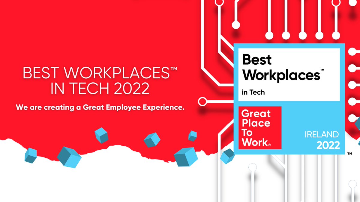 EsriIreland's tweet photo. CERTIFICATION🎉We’re proud to announce we have been named one of the #BestWorkplacesinTech22 by @GPTW_Ireland. Congratulations and thank you to everyone on the team #MakingADifference #BWTech22 https://t.co/DgqxDPyCEr