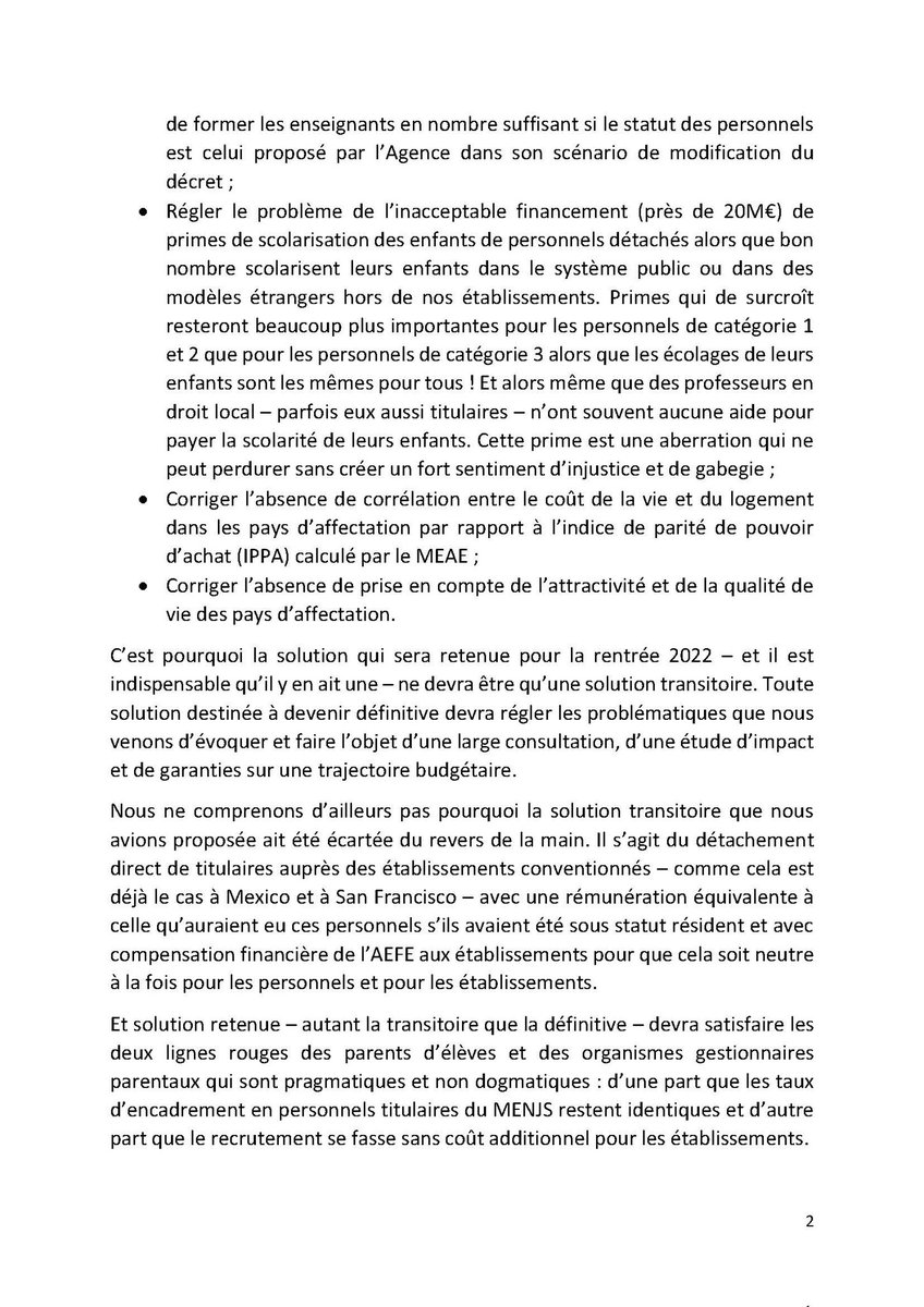 Abroger le décret 2022-750 et organiser une concertation de tous les acteurs est ce que la #FAPEE demandait depuis le début ! La remise à plat du système est indispensable et pas seulement pour la pension civile des détachés directs. L'#EFE a besoin d'une vaste RÉFORME ⚠️⤵️