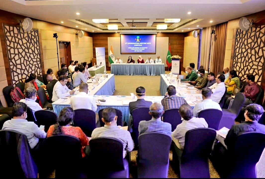 MDVinTRV's tweet photo. Consulate General @MDVinTRV hosted 2nd Coordination Meeting with hospitals in #Kerala. Staff from the hospitals who attends Maldivian patients participated and discussed ways to enhance working relationship with Consulate General, and matters relating to consular assistances. https://t.co/UTBswXrqFB