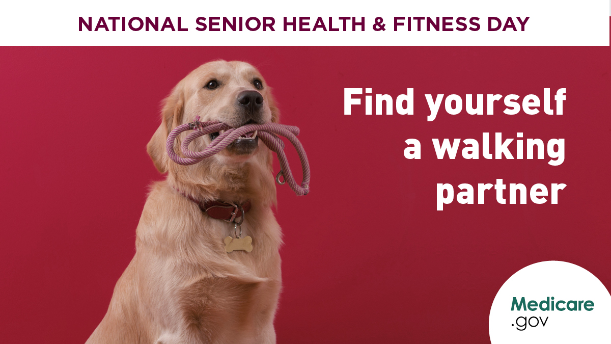 MedicareGov's tweet photo. Stay active so you can keep doing the things you love as you age. Not feeling motivated? Find a friend to take a walk, dance, or hike with!
It’s National Senior Health & Fitness Day—start your fitness journey today: https://t.co/w3Pca4mpLX #NSHFD https://t.co/2atTVP7as2