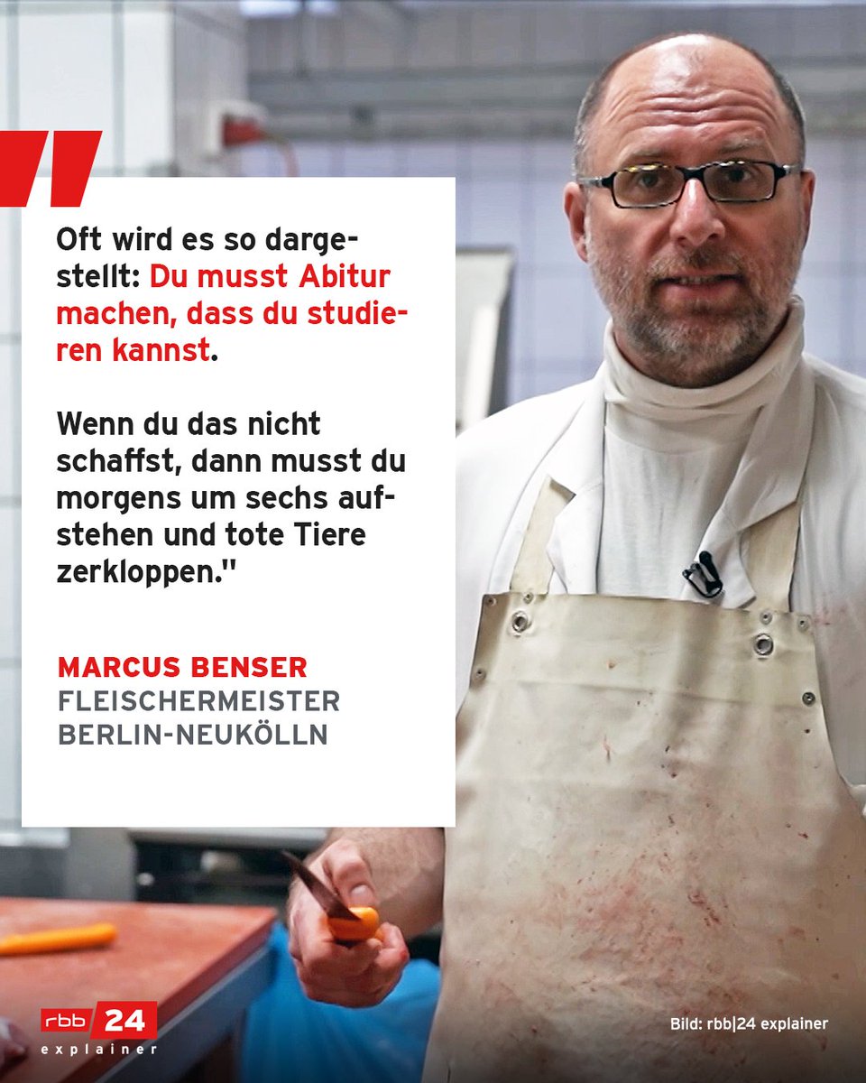 rbb24's tweet photo. Immer weniger junge Menschen wollen eine #Ausbildung machen - viele Betriebe stehen deshalb ohne #Azubis da. Die Gründe sind vielfältig. Für unsere aktuelle #rbb24explainer-Folge haben mit einigen Menschen darüber gesprochen. https://t.co/a2obniwl3T