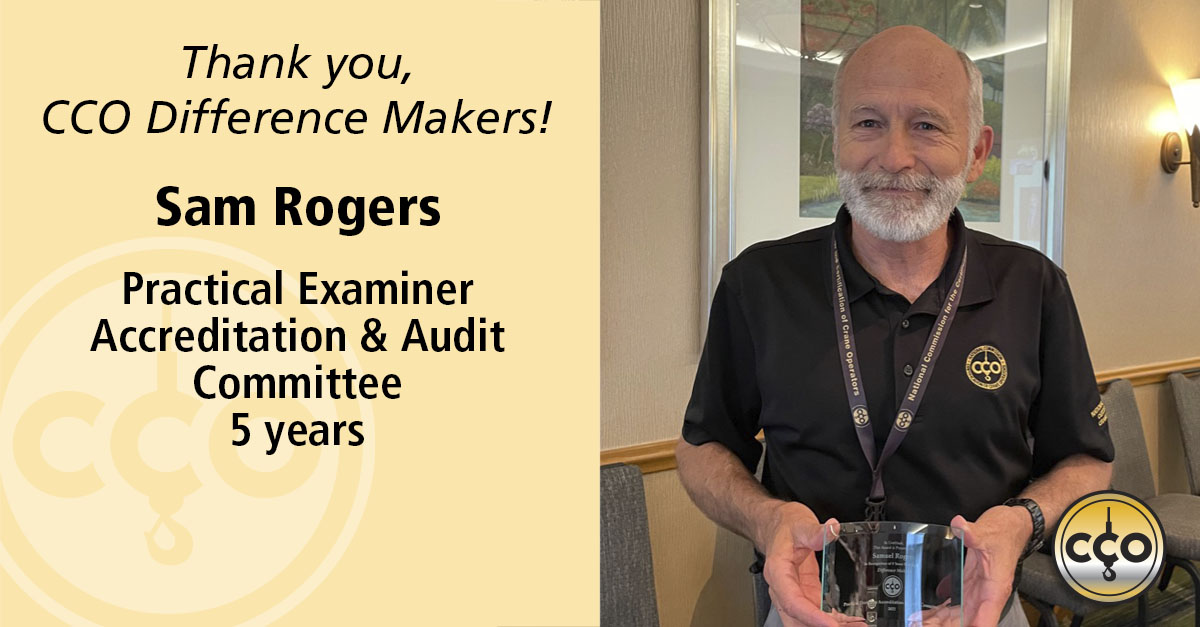 NCCCOorg's tweet photo. Sam Rogers was recently recognized at the 52nd Bi-Annual Commissioners Meeting for serving 5 years on the Practical Examiner Accreditation & Audit Committee. Thank you for being a Difference Maker!
#thankyou #leadership #differencemaker #volunteers #nccco #constructionsafety https://t.co/EvIn957mXP
