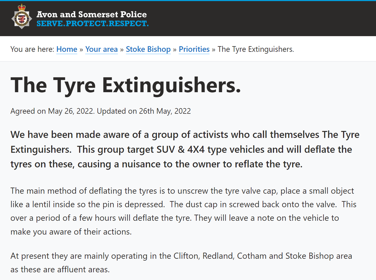 T_Extinguishers's tweet photo. Great to have this handy guide on how to deflate an SUV tyre from *checks notes* Avon &amp; Somerset Police https://t.co/7uXqLbCEiP