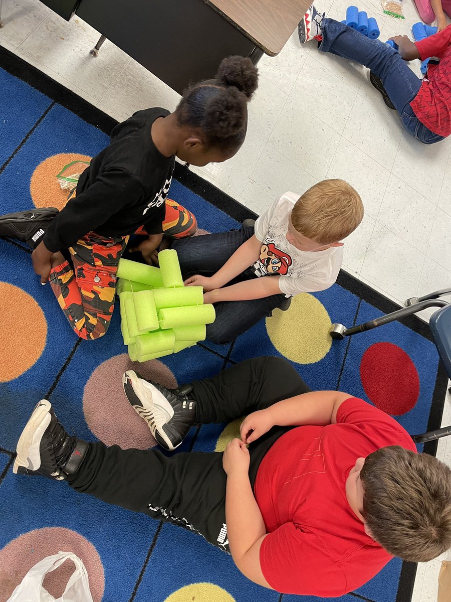 STEM challenge 2022: teams worked together to create various objects and had to describe the features they built in. Here they are building houses. <a href="/haynes_nwa/">Haynes NWA</a> #iamwfisd #lastdayofschool