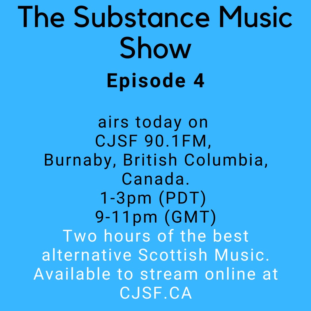 Substance Music (@substancesco) on Twitter photo It's the final episode of my journey through Scotland's music scene on <a href="/CJSF/">CJSF 90.1FM</a> today! Who'll be on today's playlist?
You can tune in via 90.1 FM in the Metro Vancouver area or Worldwide via cjsf.ca
1pm-3pm ๐จ๐ฆ๐จ๐ฆ๐จ๐ฆ
9pm-11pm๐ด๓ ง๓ ข๓ ณ๓ ฃ๓ ด๓ ฟ๐ด๓ ง๓ ข๓ ณ๓ ฃ๓ ด๓ ฟ๐ด๓ ง๓ ข๓ ณ๓ ฃ๓ ด๓ ฟ
Come give your ears a treat ๐ It's the final episode of my journey through Scotland's music scene on <a href="/CJSF/">CJSF 90.1FM</a> today! Who'll be on today's playlist?
You can tune in via 90.1 FM in the Metro Vancouver area or Worldwide via cjsf.ca
1pm-3pm ๐จ๐ฆ๐จ๐ฆ๐จ๐ฆ
9pm-11pm๐ด๓ ง๓ ข๓ ณ๓ ฃ๓ ด๓ ฟ๐ด๓ ง๓ ข๓ ณ๓ ฃ๓ ด๓ ฟ๐ด๓ ง๓ ข๓ ณ๓ ฃ๓ ด๓ ฟ
Come give your ears a treat ๐
