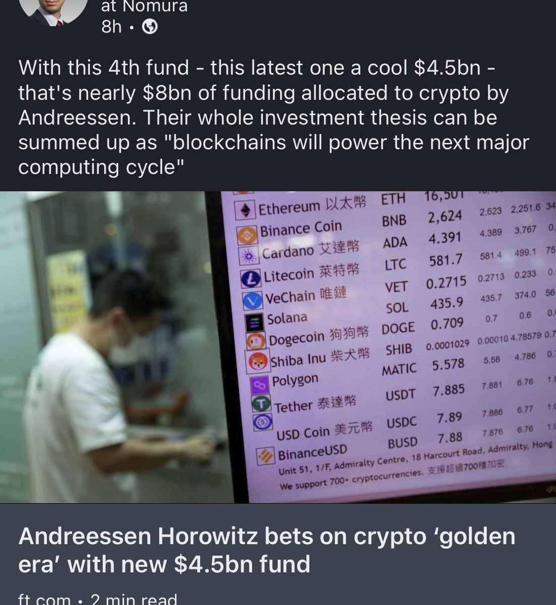 Sarah_Nabaa's tweet photo. No idea whose list of favourite cryptocurrencies this belongs to in the FT article but it made me smile to see $VET on it 👌🏻

https://t.co/b0EnOUsqrk

#creatingvaluabletxs #crypto #VeChain https://t.co/nYJPZKN2wL