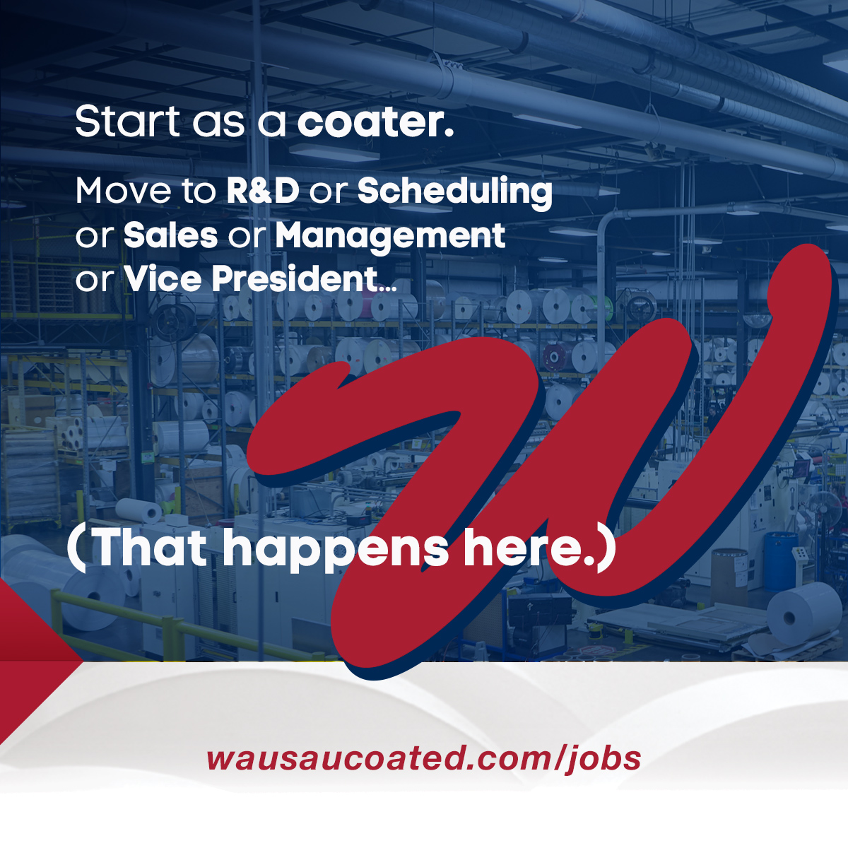 Sure, we invest in industry-leading equipment at #Wausau Coated. 💡 More importantly, we invest in our people. Looking for a career with room for growth and earning potential? ↗️ Learn more at wausaucoated.com/jobs.     #gotgumption #manufacturingcareers  #jobs #careers #hiring